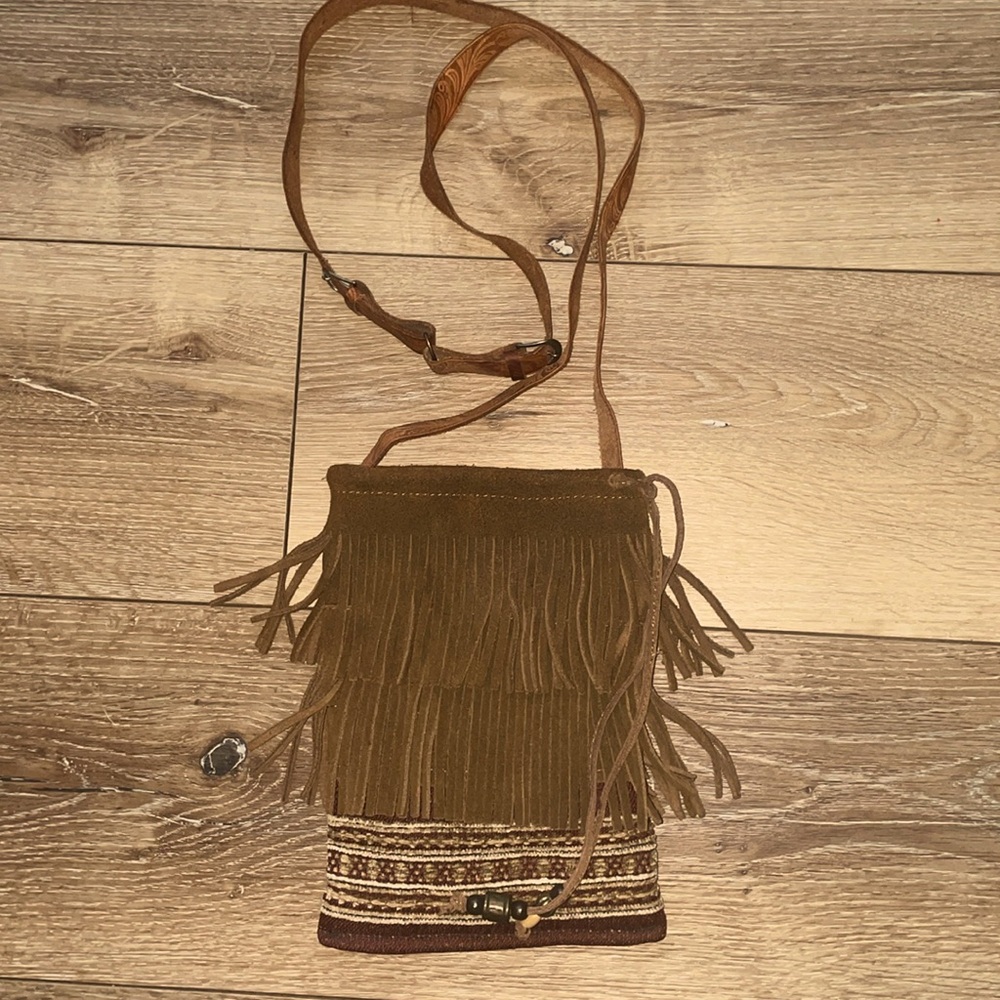 Boho Suede layered Brown Fringe pouch/Bag